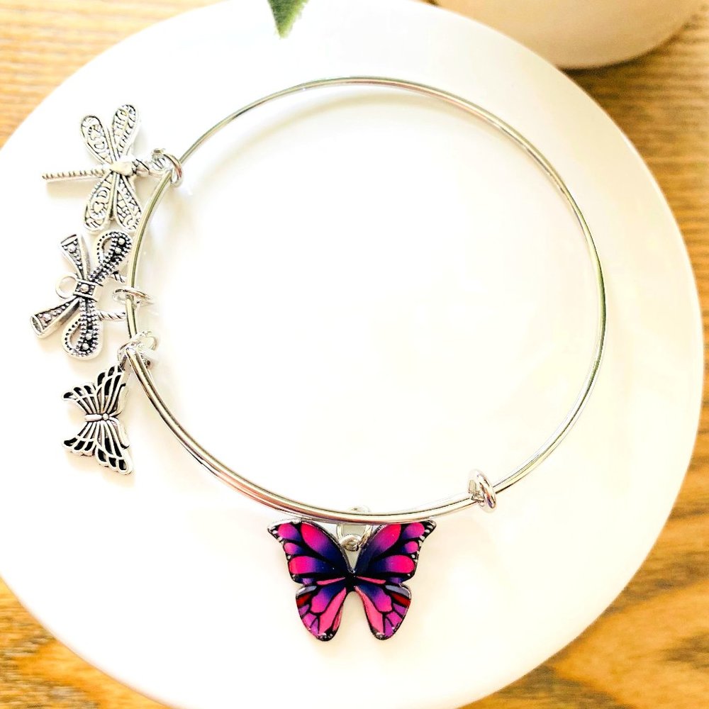 Magenta Butterfly Bangle